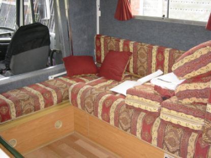 horsebox living area with seating